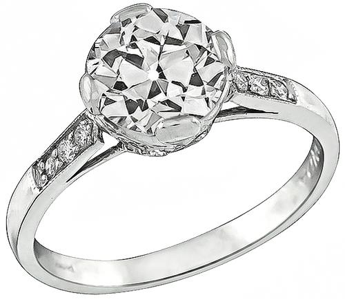 Edwardian Old European Cut Diamond Platinum Engagement Ring