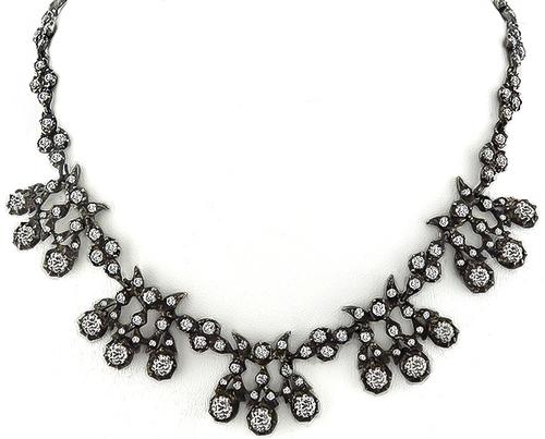 Antique 18.75ct Old Mine Diamond Silver Platinum Necklace