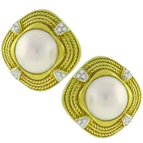 Mabe Pearl 0.50ct Diamond Earrings