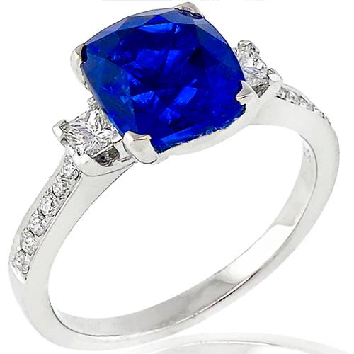 3 27ct Ceylon Sapphire 0 40ct Diamond Gold Ring Israel Rose
