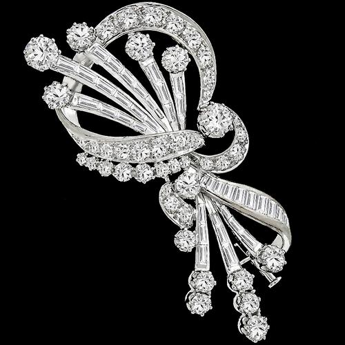 1950s 6.00ct Diamond Gold Floral Pin