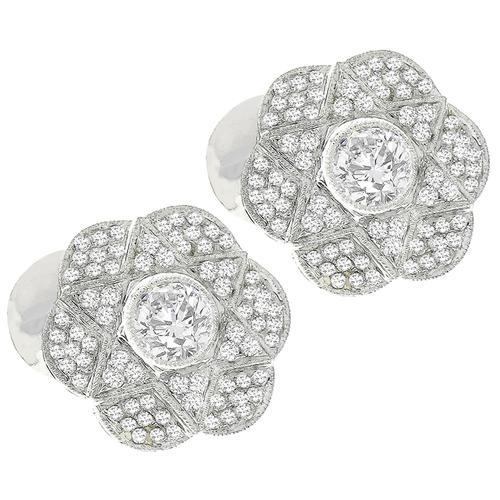 0.90ct Diamonds Gold Floral Earrings