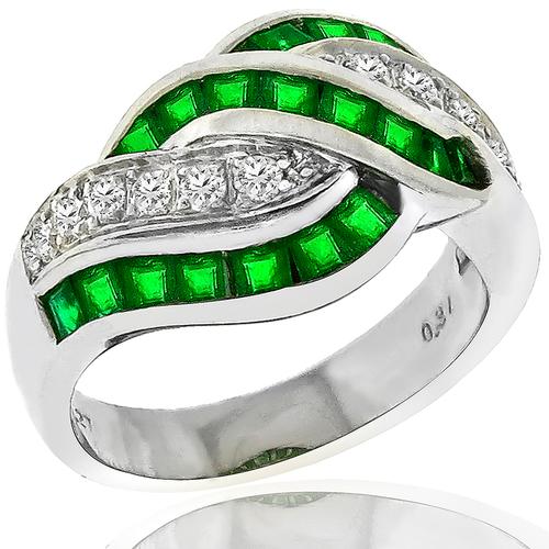 1.27ct Emerald 0.34ct Diamond Platinum Ring