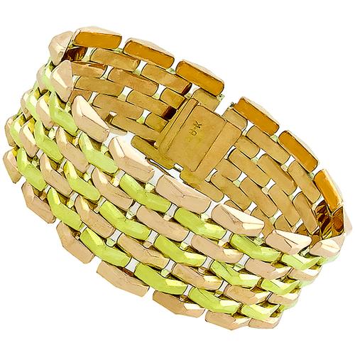 Retro Two Tone Gold Geometric Bracelet