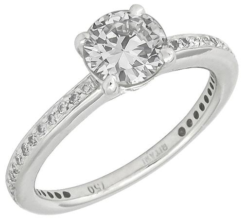 Vintage 0.86ct Round Brilliant Cut Diamond 0.20ct Round Cut Diamond 18k White Gold Ring By Ritani