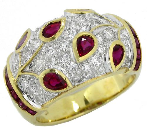 1.00ct Ruby 1.40ct Diamond 18k Gold Ring