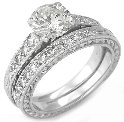 Scott Kay 0.91ct Diamond Platinum Engagement Ring and Wedding Band Set