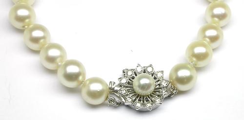 16 7.5-8mm Double Strand Pearl Necklace with 14K White Gold Decorative Clasp