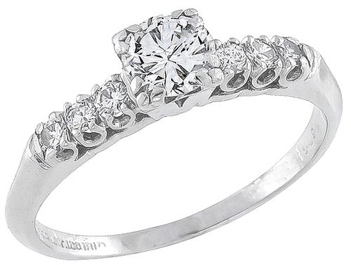 1920s Round Cut Diamond Platinum Engagement Ring