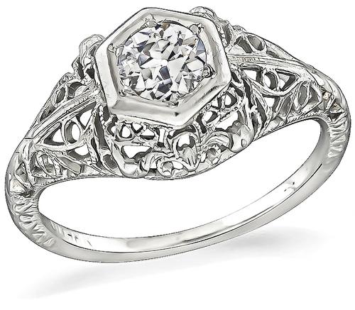 Edwardian Old Mine Cut Diamond 18k Gold Engagement Ring