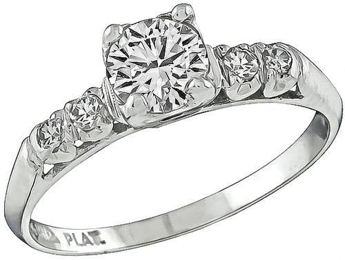 1920s Round Cut Diamond Platinum Engagement Ring