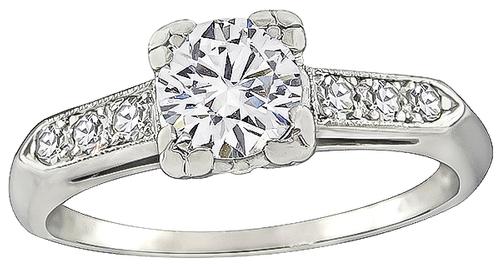 1920s Round Cut Diamond Platinum Engagement Ring