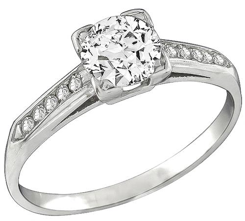 1920s Old Mine Cut Diamond Platinum Engagement Ring