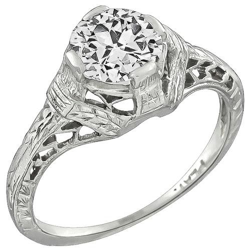 Edwardian Old Mine Cut Diamond Platinum Engagement Ring
