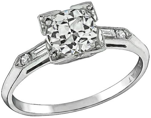 1920s Old Mine Cut Diamond Platinum Engagement Ring