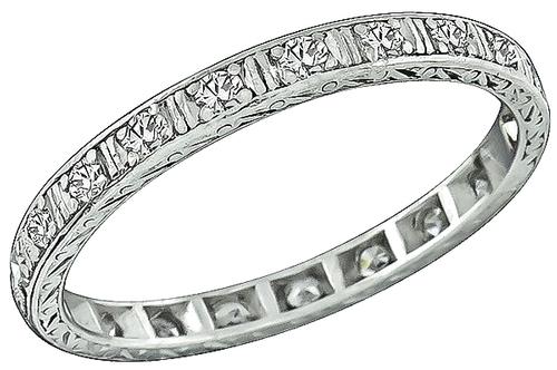 Edwardian Round CUt Diamond Platinum Eternity Wedding Band