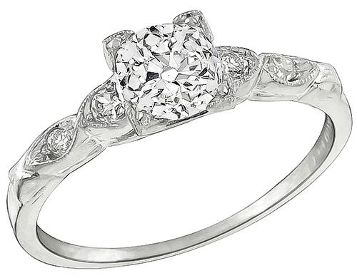 1920s Old Mine Cut Diamond Platinum Engagement Ring