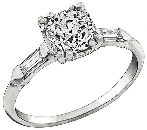 1920s Old Mine Cut Diamond Platinum Engagement Ring