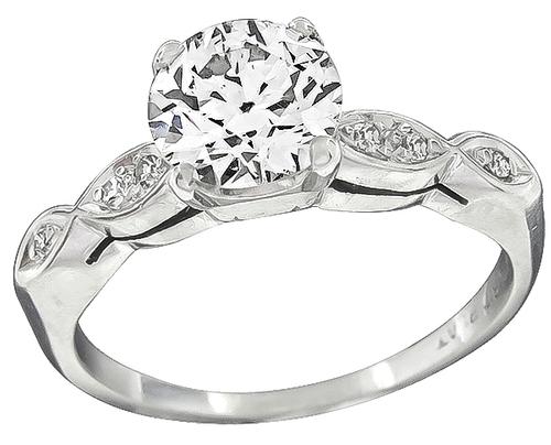 Old Mine Cut Diamond Platinum Engagement Ring