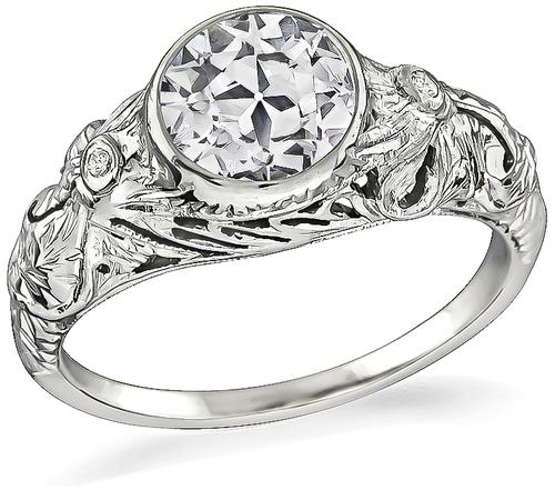 Edwardian Old Mine Cut Diamond 18k Gold Engagement Ring