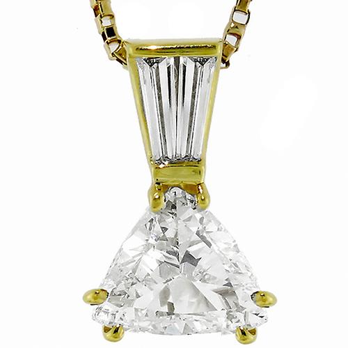 Estate 1.00ct Trilliant  Diamond 14k White Gold Necklace