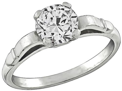 1930s Round Cut Diamond Platinum Engagement Ring