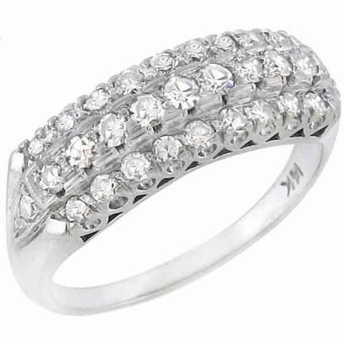 Estate 1.15ct Round Cut Diamond Cluster 14k White Gold Ring 