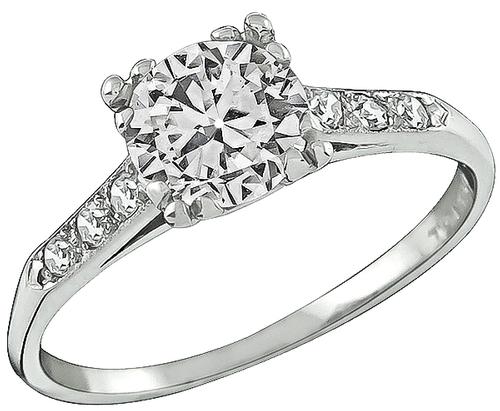 1920s Old Mine Cut Diamond Platinum Engagement Ring