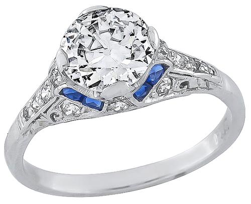 Art Deco GIA Certified Circular Brilliant Cut Platinum Engagement Ring