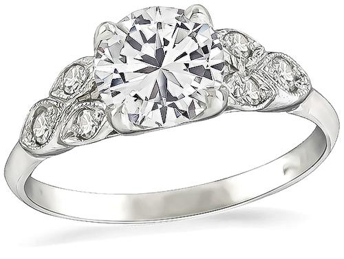 1920s Round Cut Diamond Platinum Engagement Ring