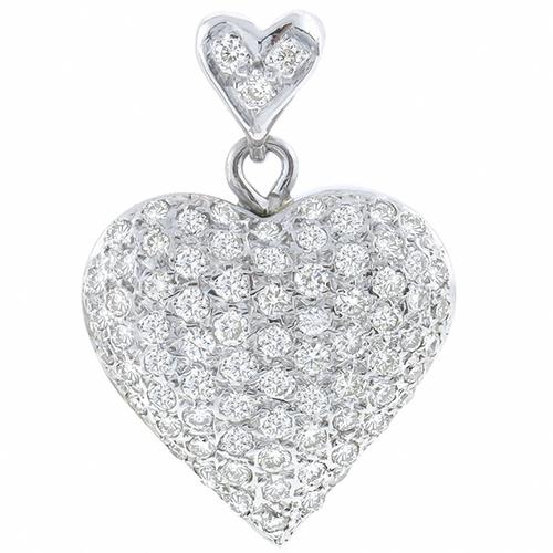 1.50ct Round Diamond 18k White Gold Heart Pendant