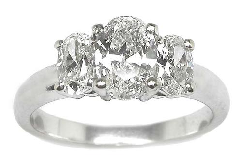 Estate Oval Diamond Ring in 14K White Gold