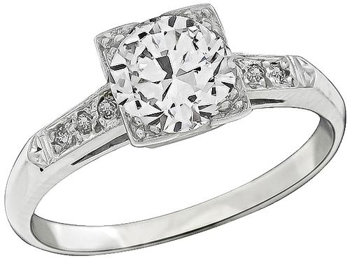 1920s Old Mine Cut Diamond 14k White Gold Engagement Ring
