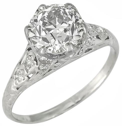 EGL Certified Old European Cut Diamond Platinum Engagement Ring