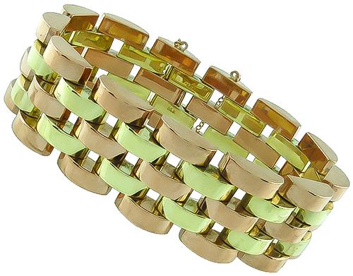 Retro Two Tone 14k Yellow and Pink Gold Bracelet