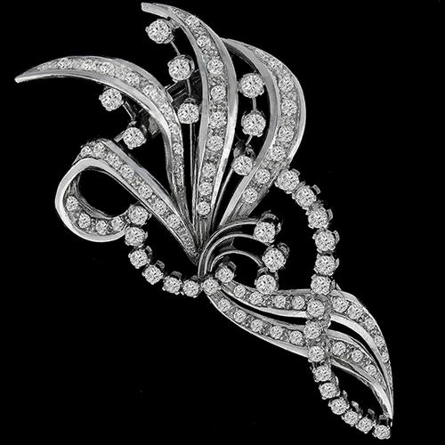 Diamond Platinum Floral Pin