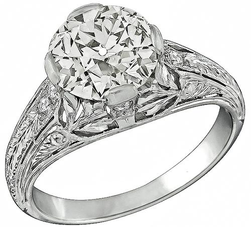 Edwardian Old Mine Cut Diamond Platinum Engagement Ring