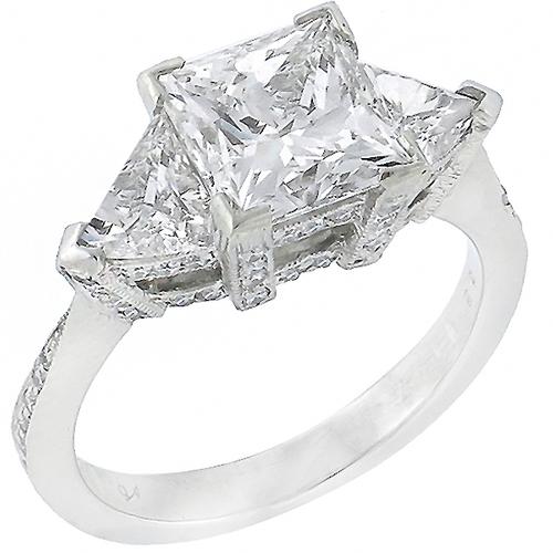 GIA Certified H VVS1 2.21ct Princess Cut Platinum  Engagement Ring 