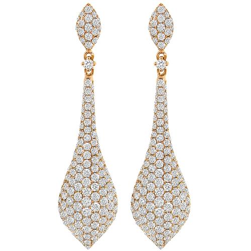 Vintage 4 50ct Round Cut Diamond 18k Pink Gold Chandelier Estate Diamond Chandelier Earrings