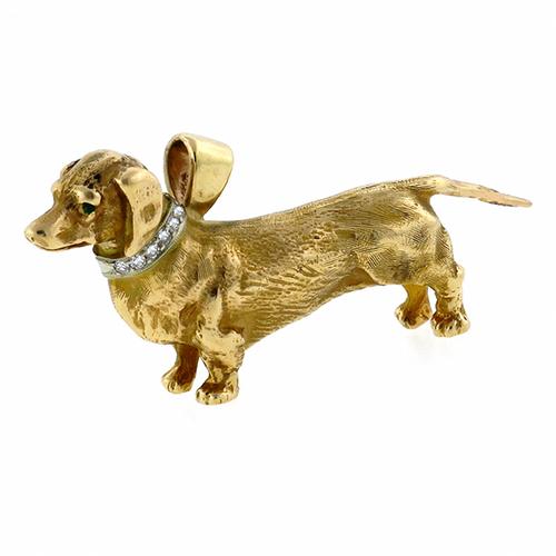 Gold Dachshund Dog Pendant