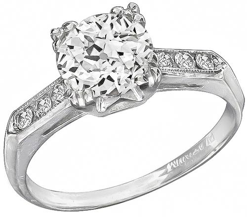 1920s EGL Certified Round Brilliant Cut Diamond Platinum Engagement Ring
