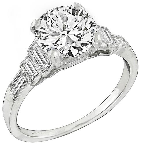 1920s Round Brilliant Cut Diamond Platinum Engagement Ring