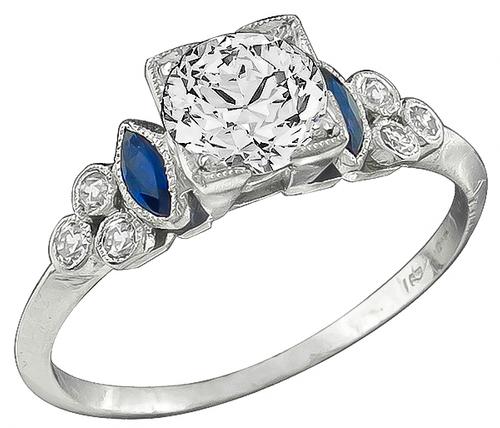 1920s European Cut Diamond Platinum Engagement Ring