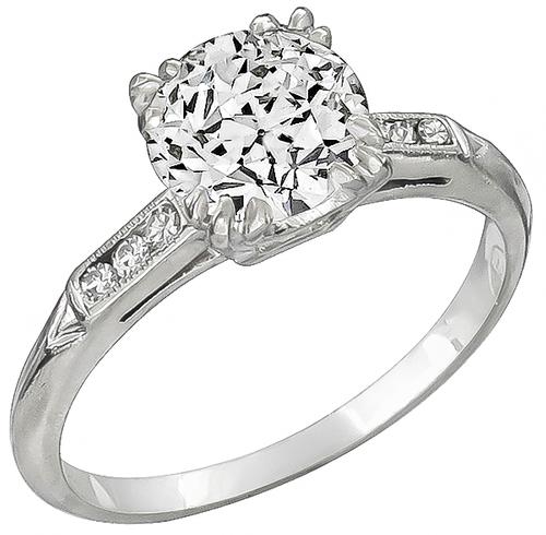 1920s GIA Certified Round Brilliant Cut Diamond Platinum Engagement Ring
