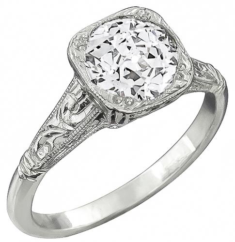 Edwardian GIA Certified Old Mine Cut Diamond Platinum Engagement Ring
