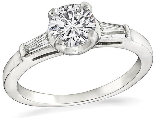 Estate Round Brilliant Cut Diamond Platinum Engagement Ring