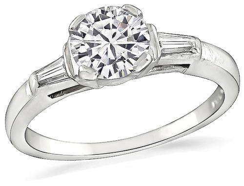 Round Cut Diamond Platinum Engagement Ring