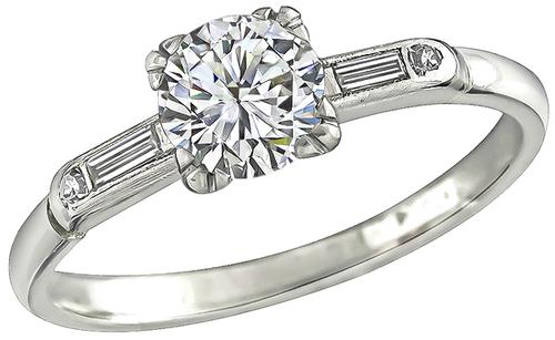 1920s Round Brilliant Cut Diamond Platinum Engagement Ring