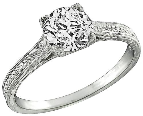 Edwardian Old Mine Cut Diamond Platinum Engagement Ring