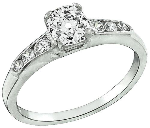 1920s Cushion Cut Diamond Platinum Engagement Ring